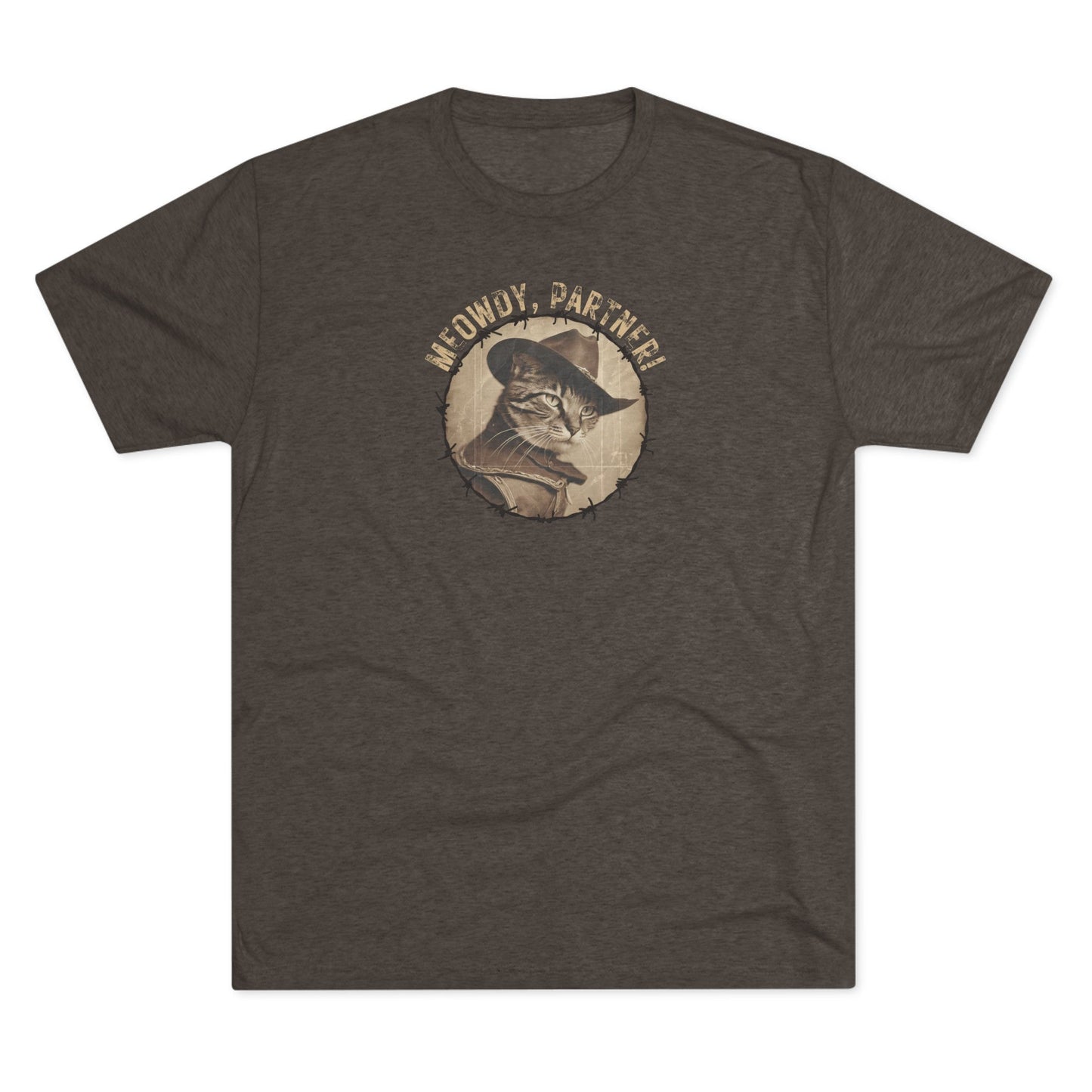 Meowdy Partner Tri-Blend Tee – Funny Cowboy Cat Western Shirt
