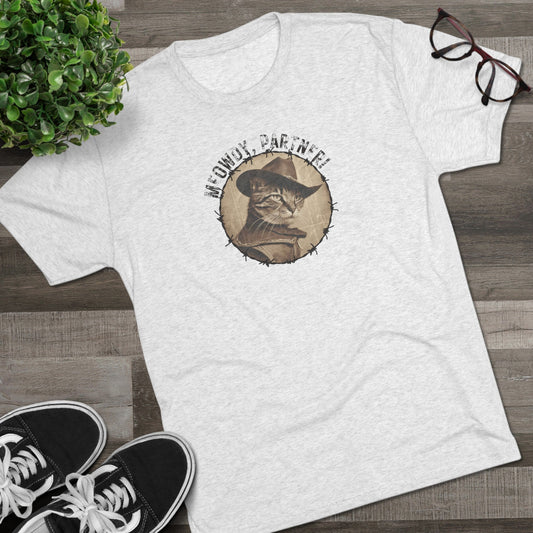 Meowdy Partner Tri-Blend Tee – Funny Cowboy Cat Western Shirt