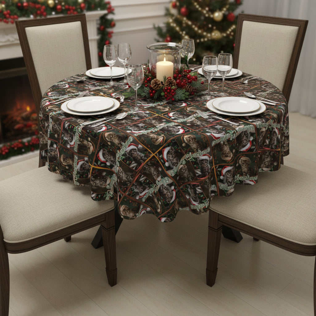 Meowy Christmas Festive Tablecloth