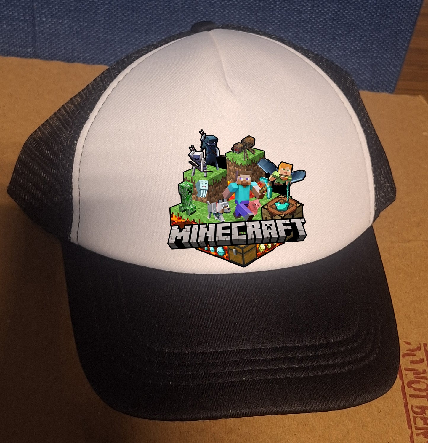 Adjustable Trucker Baseball Cap Featuring Minecraft Artwork