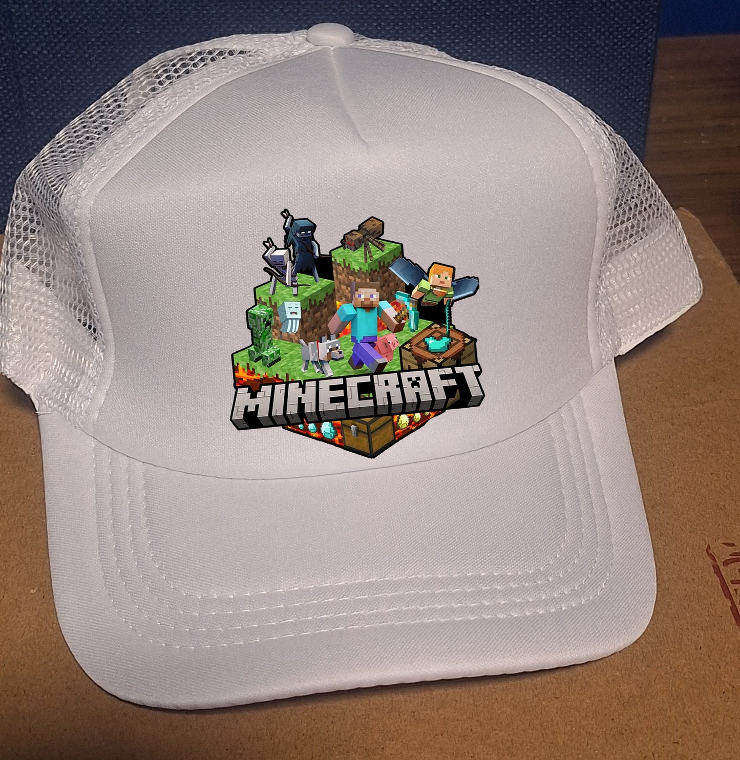 Adjustable Trucker Baseball Cap Featuring Minecraft Artwork
