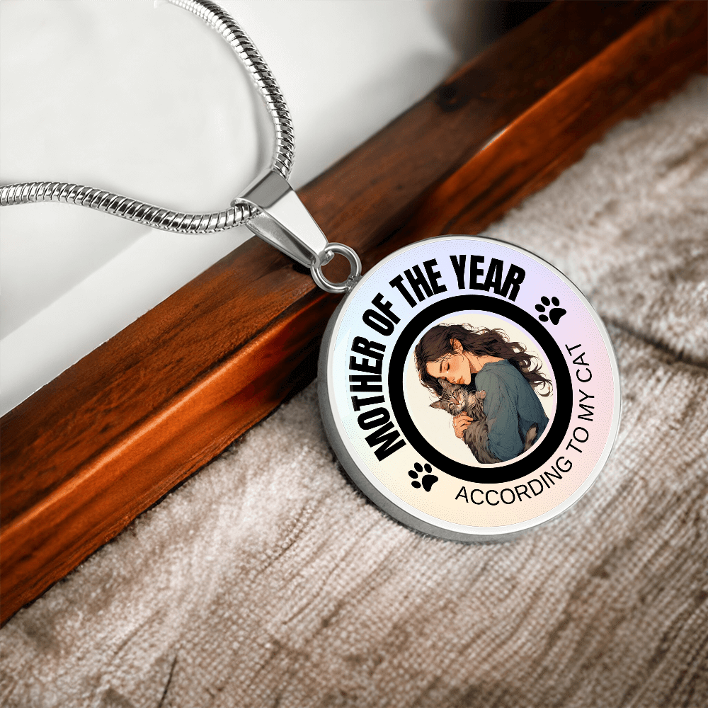 Mother of the Year Cat-Themed Necklace for Cat Lovers