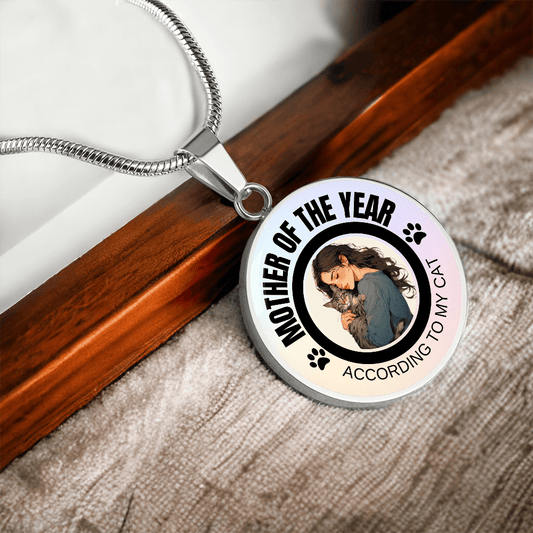 Mother of the Year Cat-Themed Necklace for Cat Lovers