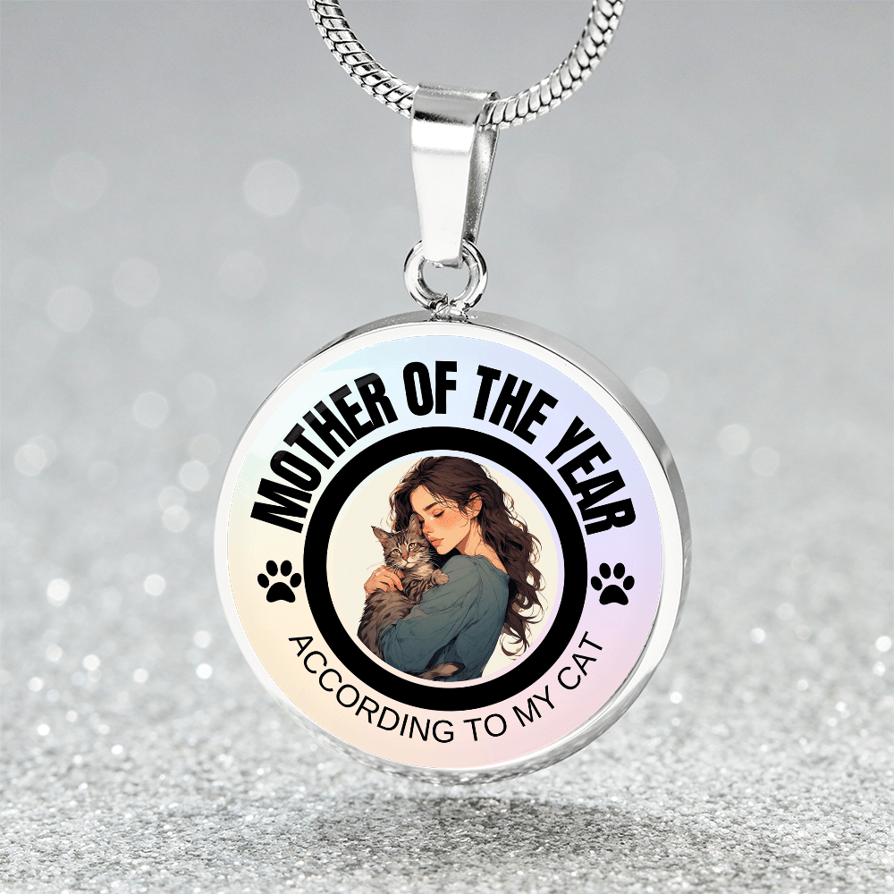 Mother of the Year Cat-Themed Necklace for Cat Lovers