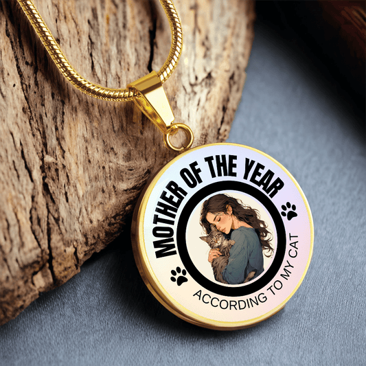 Mother of the Year Cat-Themed Necklace for Cat Lovers
