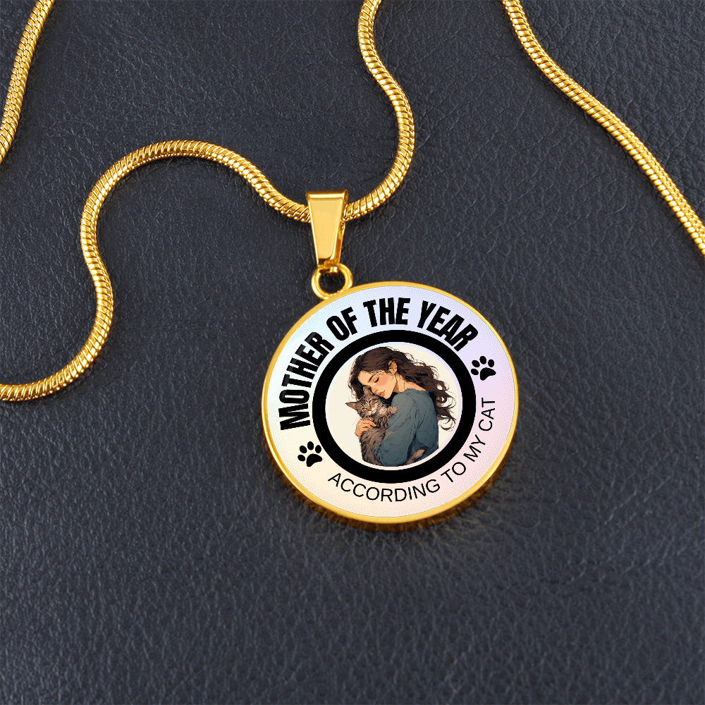 Mother of the Year Cat-Themed Necklace for Cat Lovers
