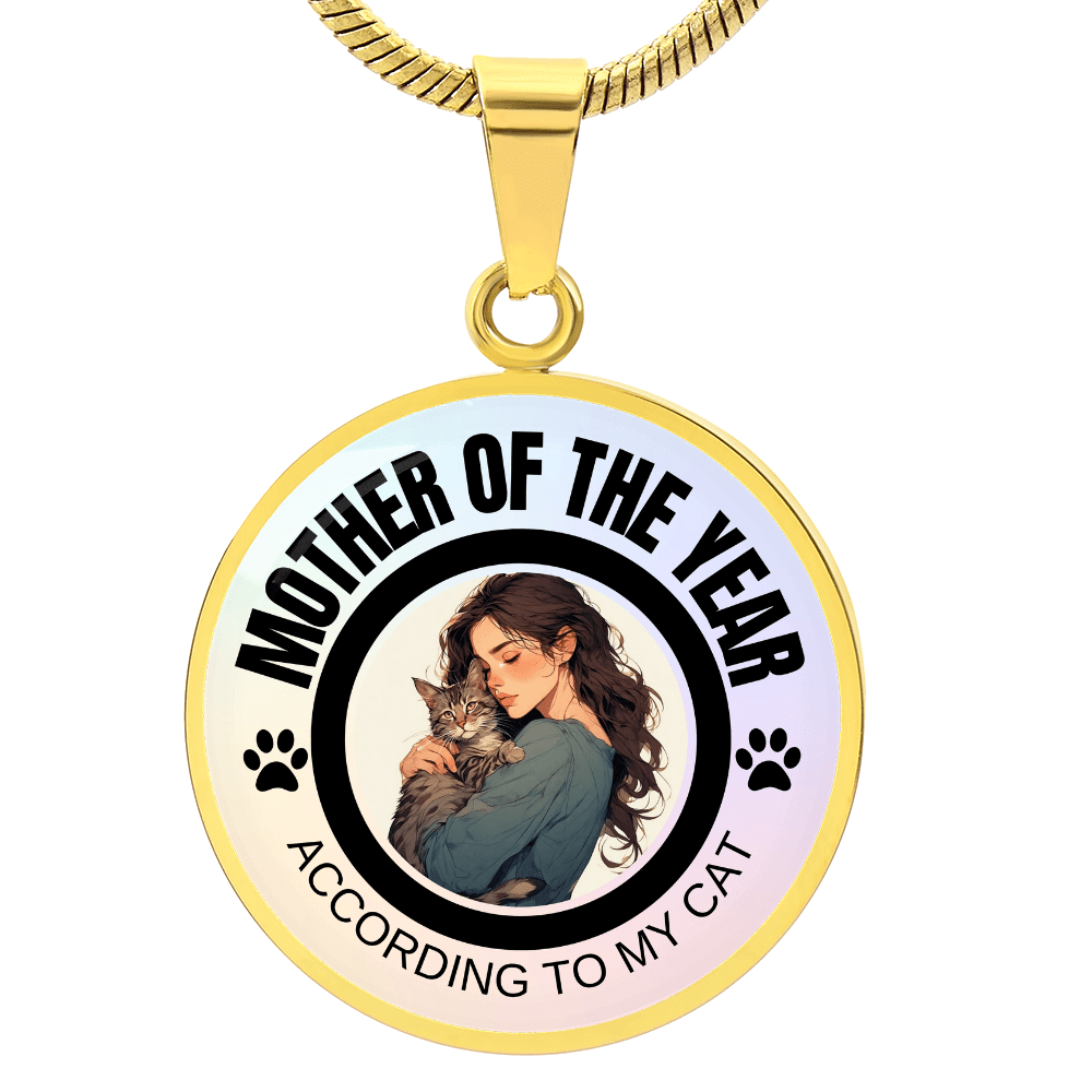 Mother of the Year Cat-Themed Necklace for Cat Lovers