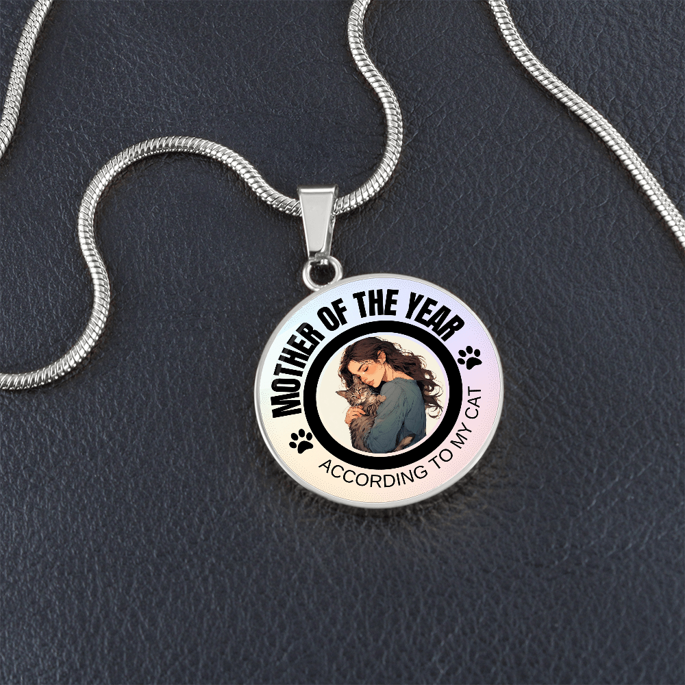 Mother of the Year Cat-Themed Necklace for Cat Lovers