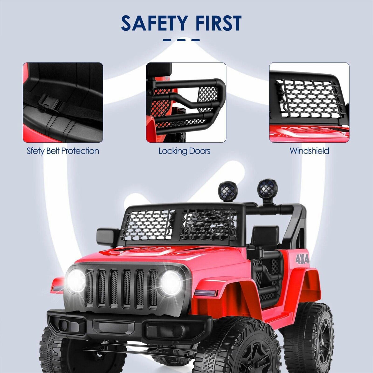 12V/24V Battery-Powered Jeep with High-Power Wheels and Music for Electric Kids Ride-On Fun