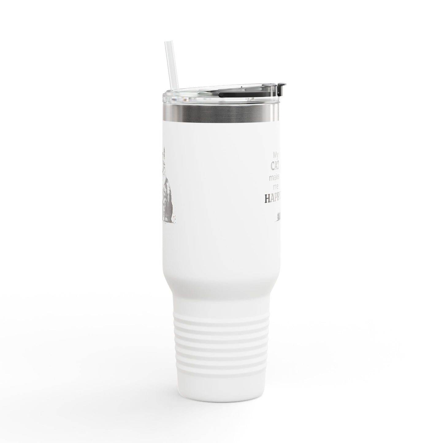 Cat Makes Me Happy Insulated Mug, 40oz