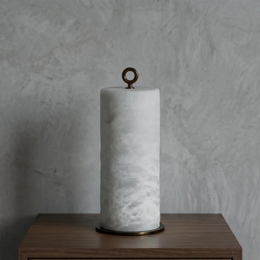 Natural Alabaster Cylinder Table Lamp
