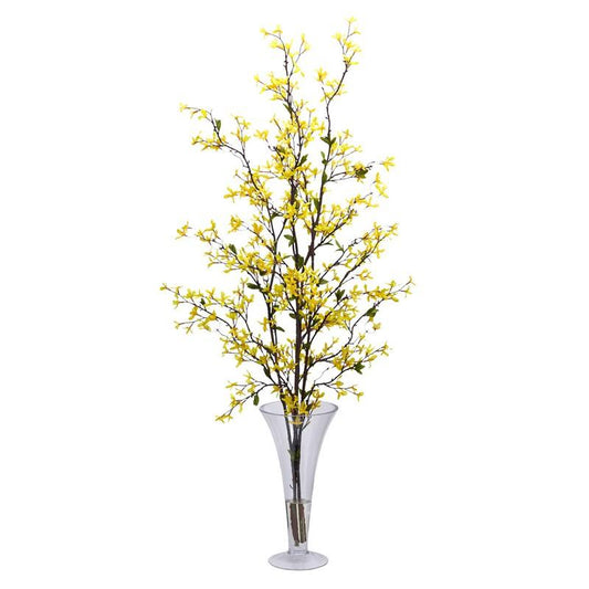 Forstyhia w/Vase Silk Flower Arrangement