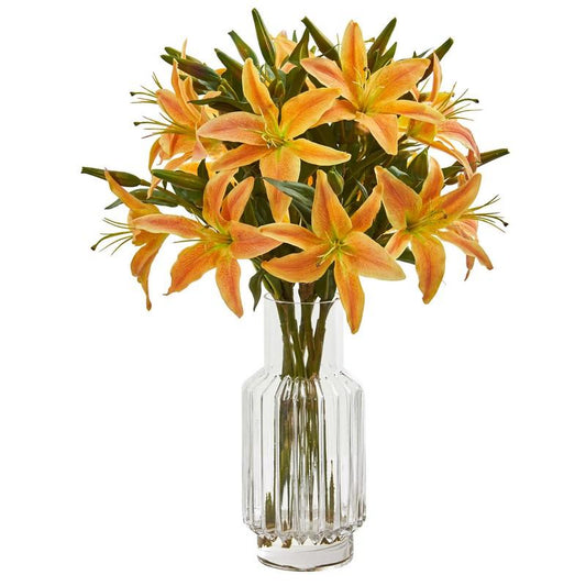 Lilly Artificial Arrangement in Glass Vase
