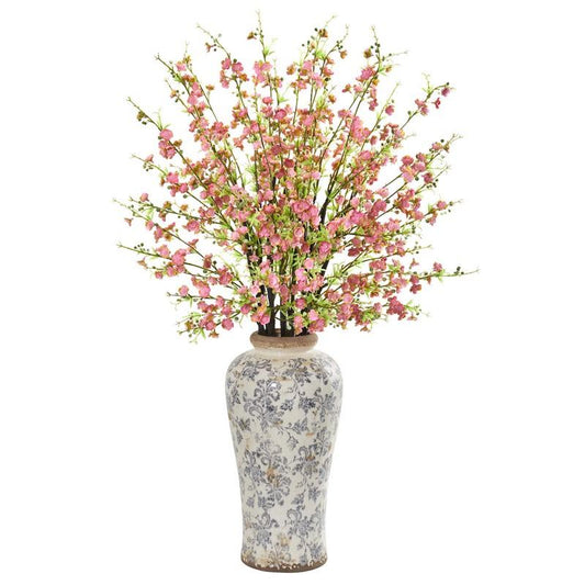 37" Cherry Blossom Artificial Arrangement in Decorative Vase