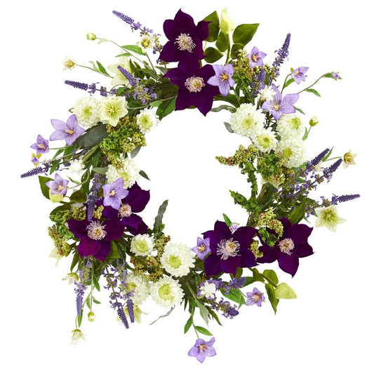 22" Mixed Flower Artificial Wreath