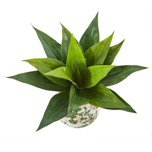 14" Agave Succulent Artificial Plant in Decorative Vase