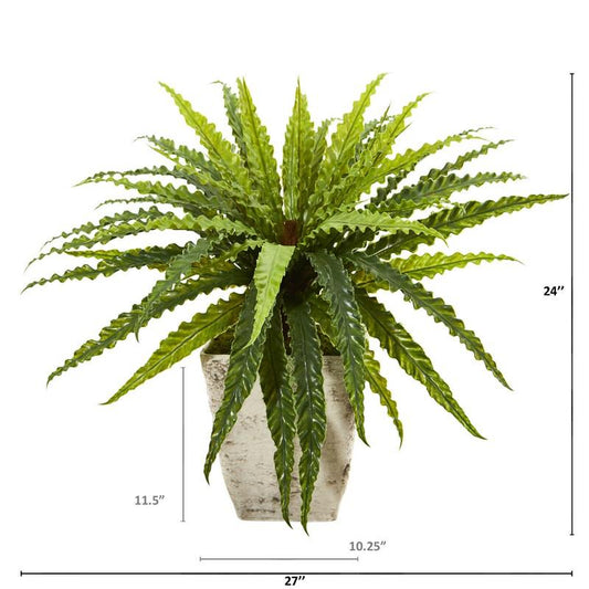 24" Asplenium Artificial Plant in Country White Planter