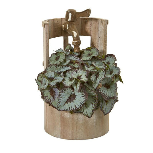 12" Rex Begonia Artificial Plant in Faucet Planter