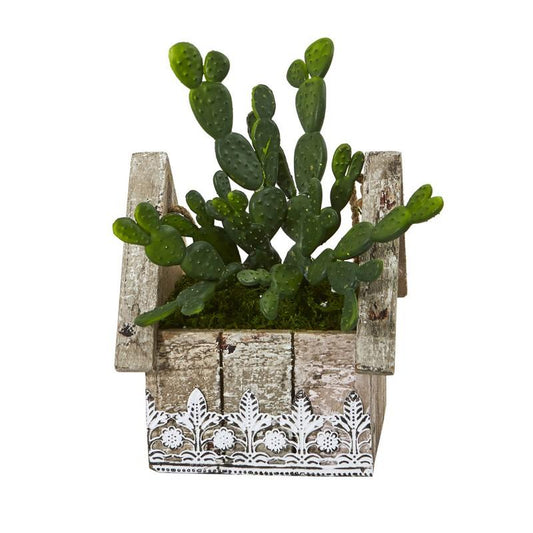 10" Cactus Succulent Artificial Plant in Hanging Floral Design House Planter