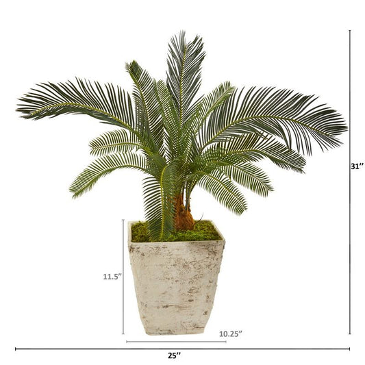 31" Cycas Artificial Plant in White Planter