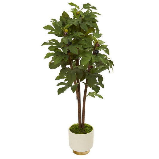 47" Fig Artificial Tree in White Bowl