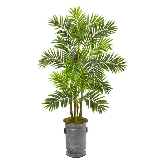 66" Areca Palm Artificial Tree in Metal Planter
