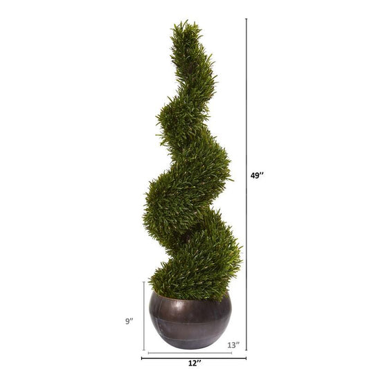 49" Rosemary Spiral Topiary Artificial Tree in Bowl (Indoor/Outdoor)