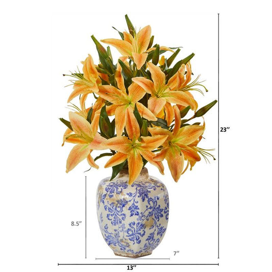 Lily Artificial Arrangement in Decorative Vase