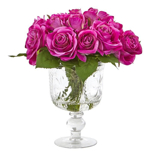 Rose Artificial Arrangement in Royal Glass Urn