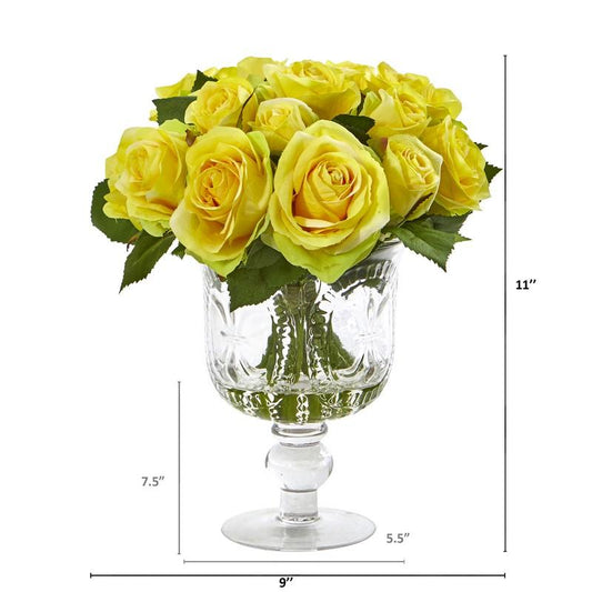 Rose Artificial Arrangement in Royal Glass Urn