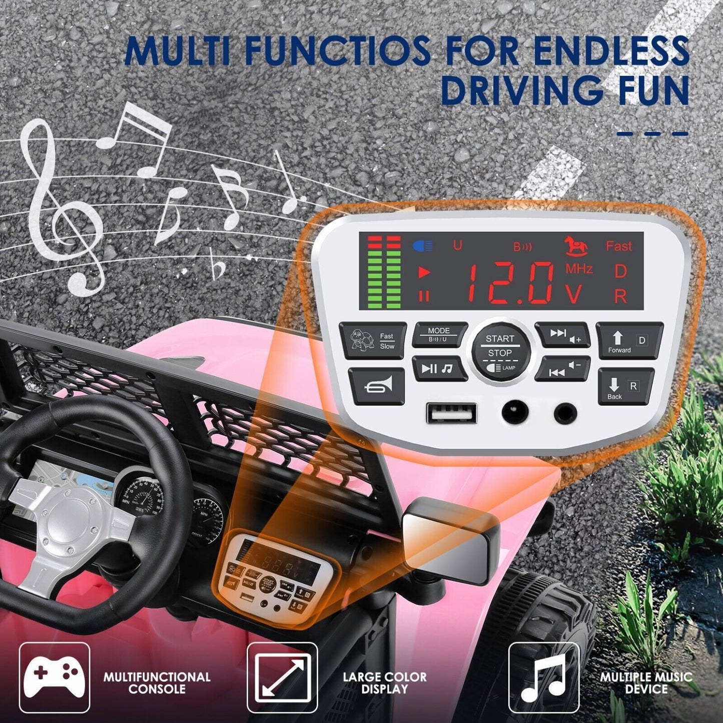 New Release: 2-Seater 24V/12V Kids Ride On Car with Bluetooth, 2x200W Electric Vehicle Truck and 14 Exciting Features!
