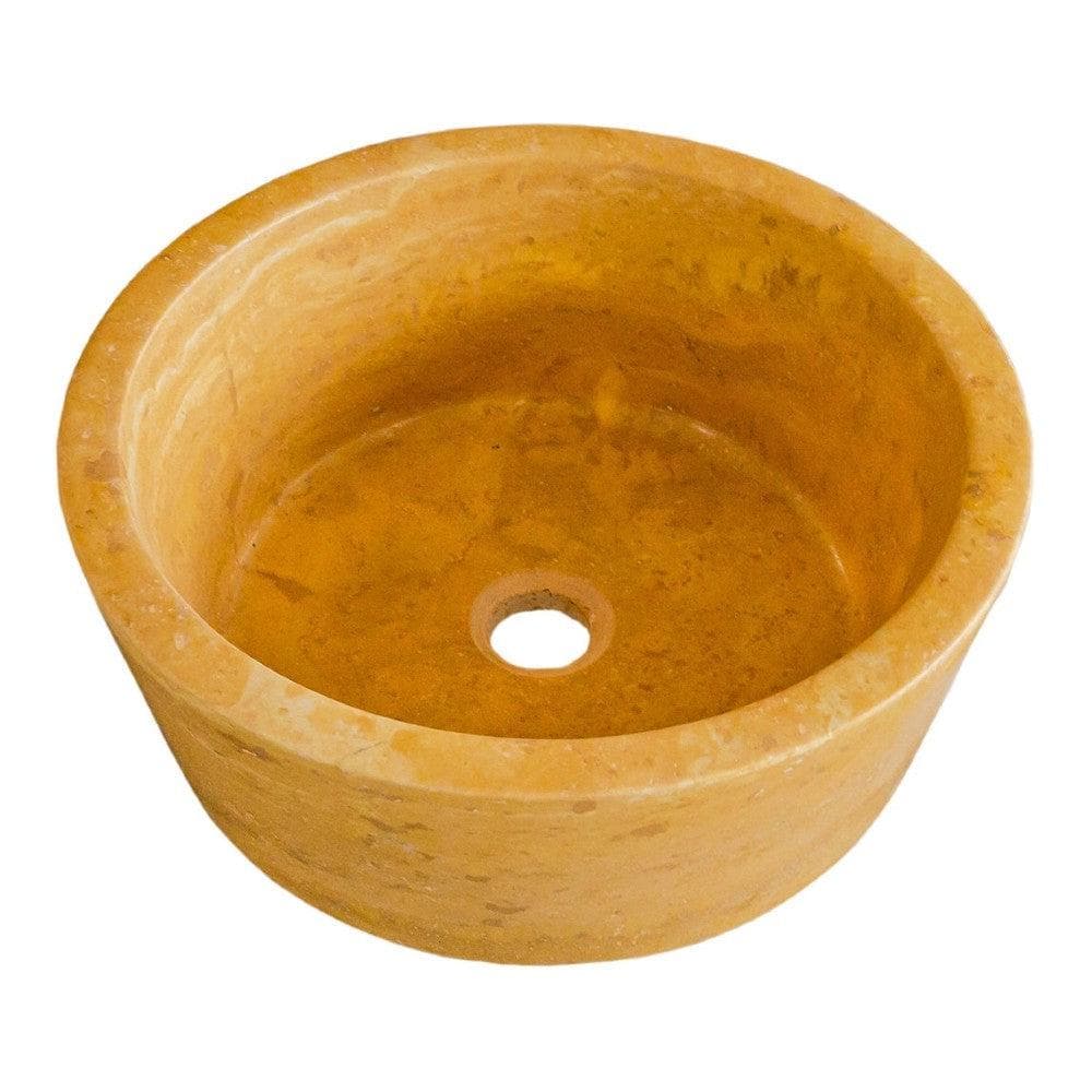 Oasis Gold Travertine Natural Stone Vessel Sink 16 Inch Round