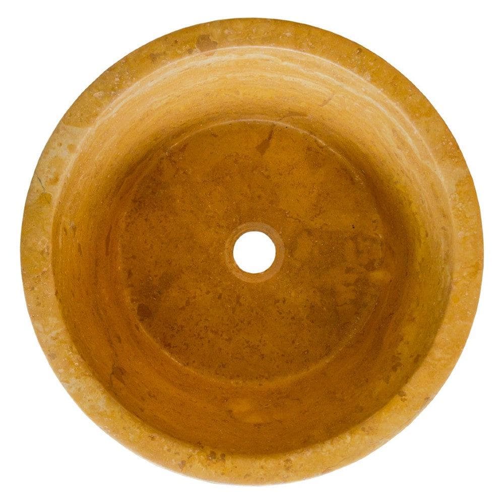 Oasis Gold Travertine Natural Stone Vessel Sink 16 Inch Round