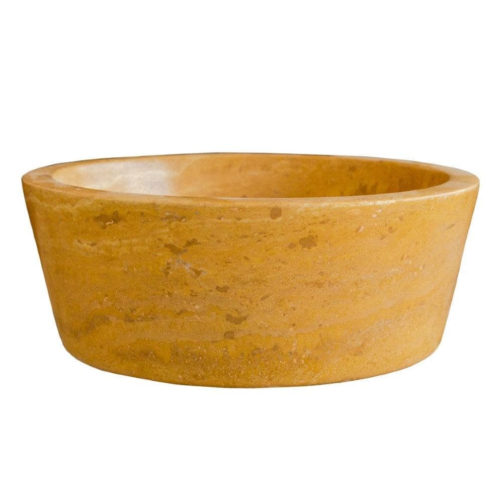 Oasis Gold Travertine Natural Stone Vessel Sink 16 Inch Round