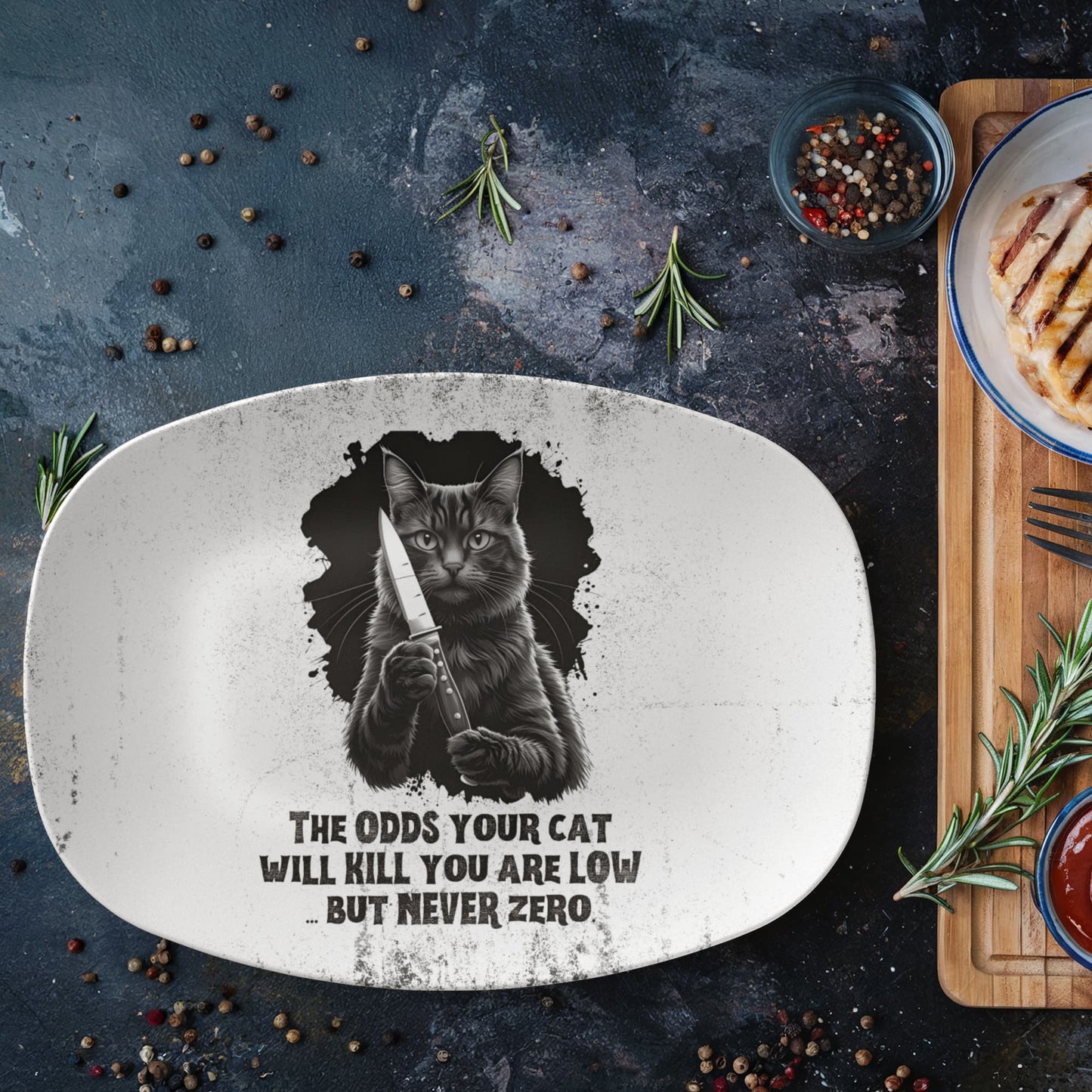 Odds Your Cat Will Kill Platter - Unique Cat Lovers' Gift and Home Decor