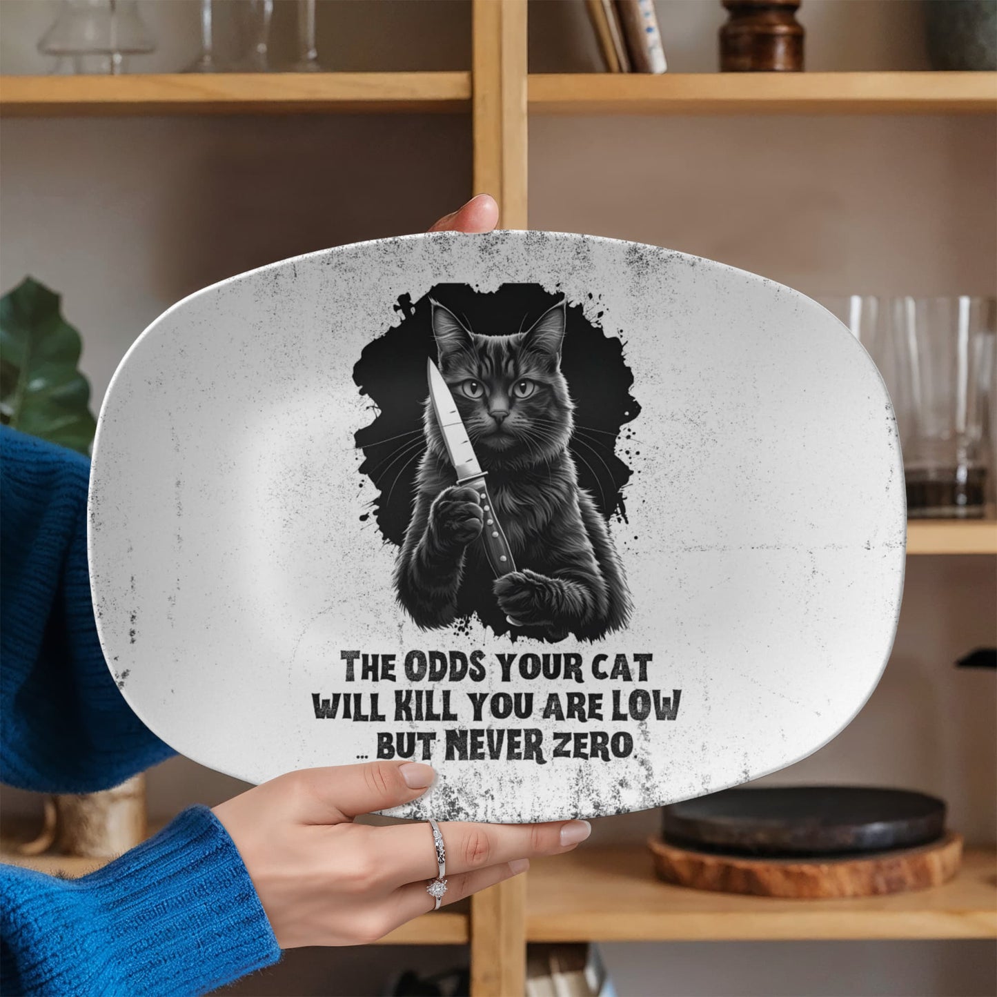 Odds Your Cat Will Kill Platter - Unique Cat Lovers' Gift and Home Decor