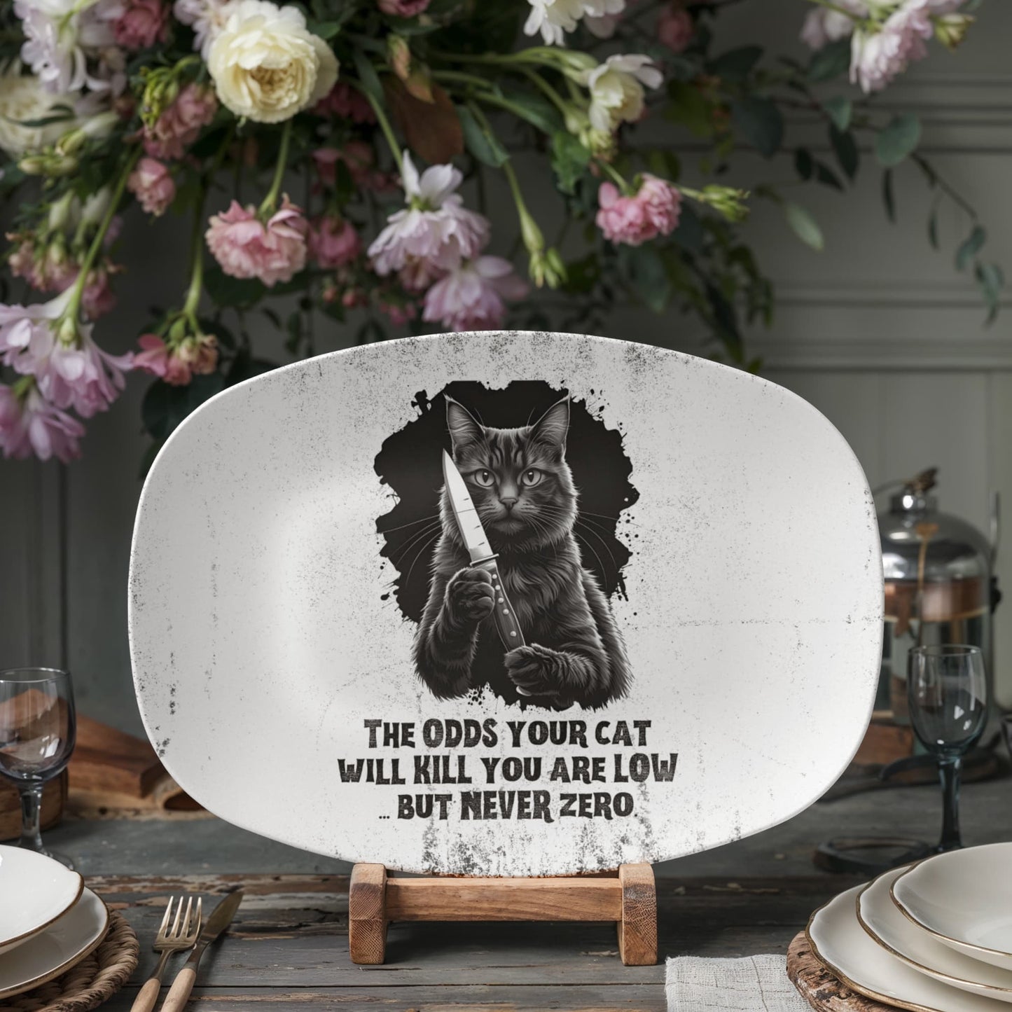 Odds Your Cat Will Kill Platter - Unique Cat Lovers' Gift and Home Decor