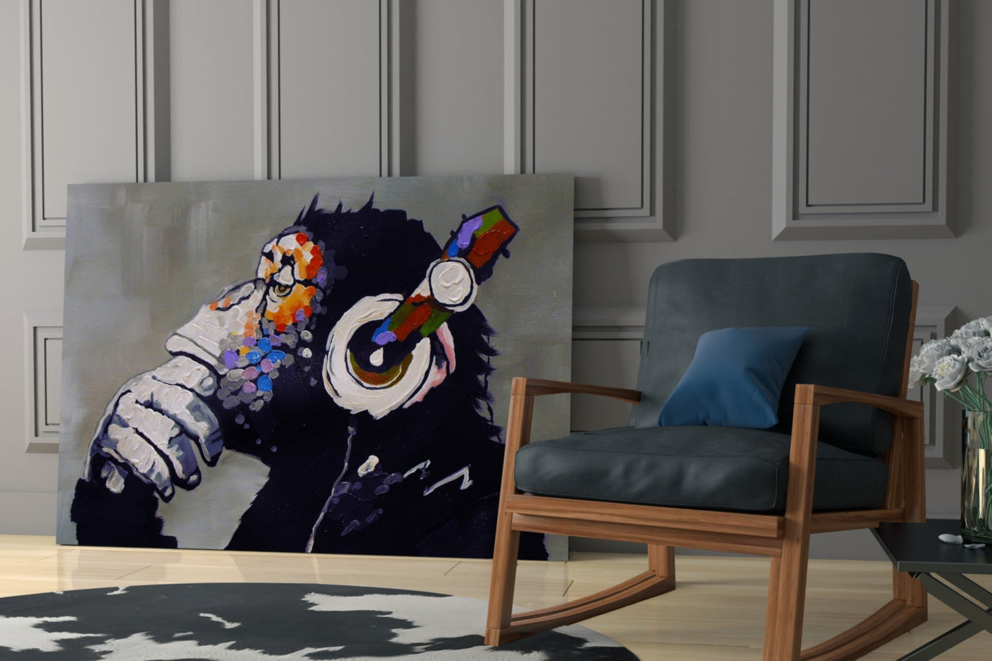 Thinking Monkey Glass Wall Art