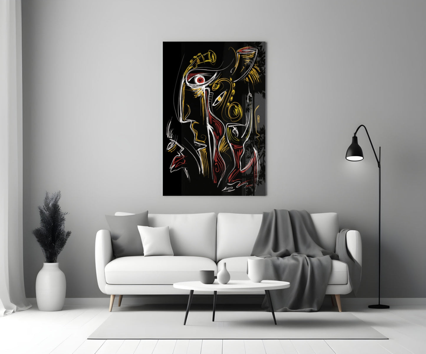 Abstract Faces Glass Wall Art