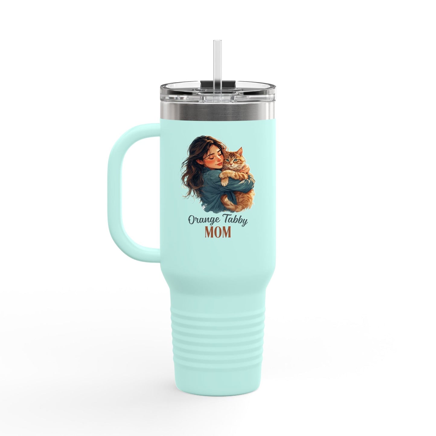 Orange Tabby Mom Insulated Travel Mug - 40oz Cat Lover's Mug