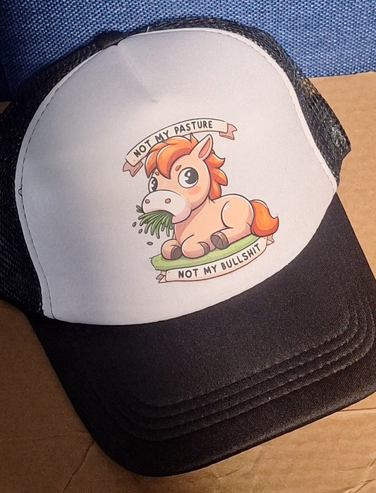 Adjustable Trucker Baseball Hat Cap Not My Pasture Not My Bullshit Horse