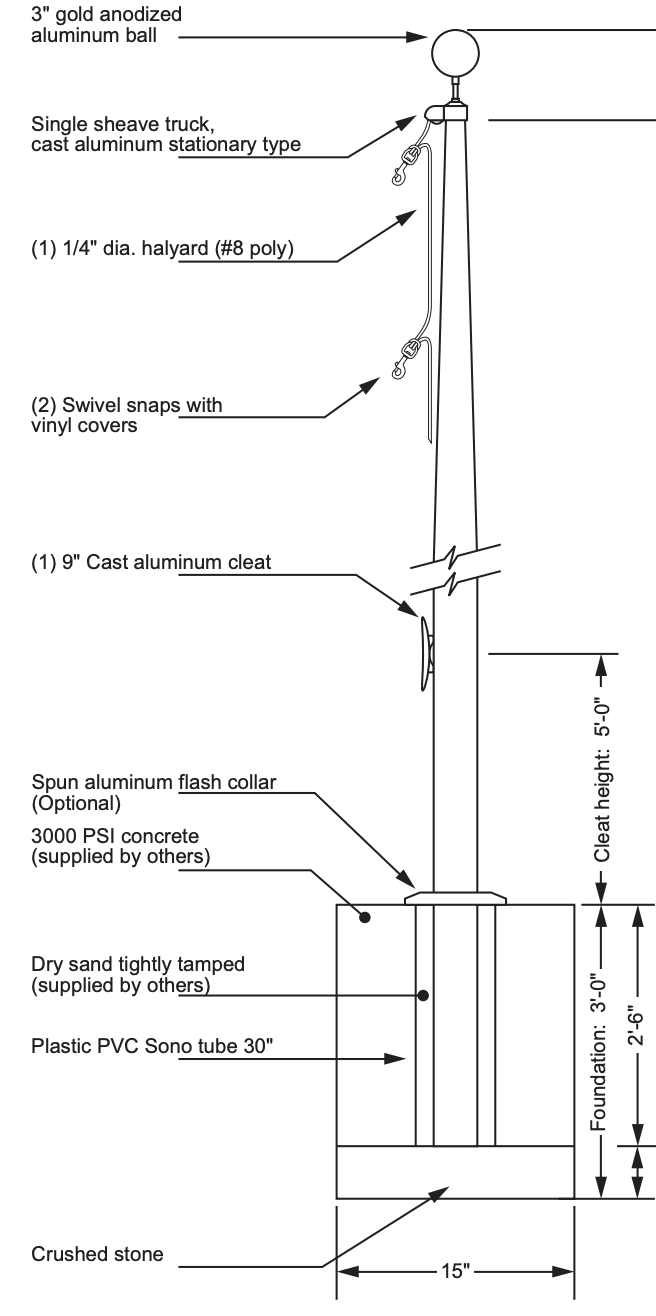 Patriotic Series Residential Aluminum Flagpole