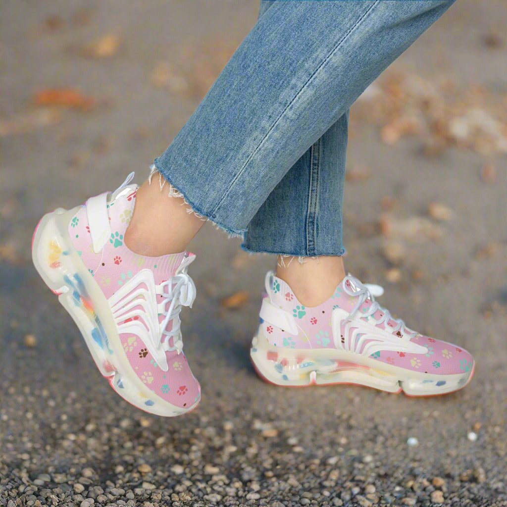 Paw Print Women's Mesh Sneakers - Stylish & Comfortable