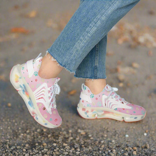 Paw Print Women's Mesh Sneakers - Stylish & Comfortable