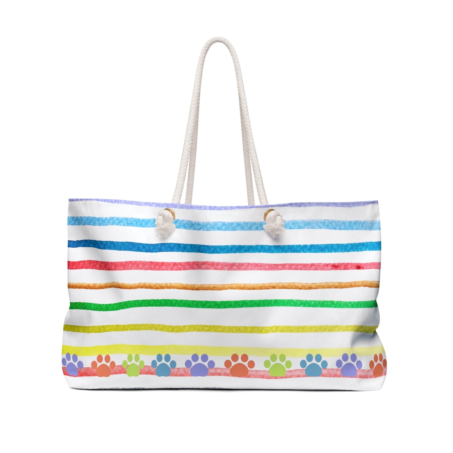 Rainbow Paw Print Weekender Tote – Colorful Cat & Dog Lover Travel Bag