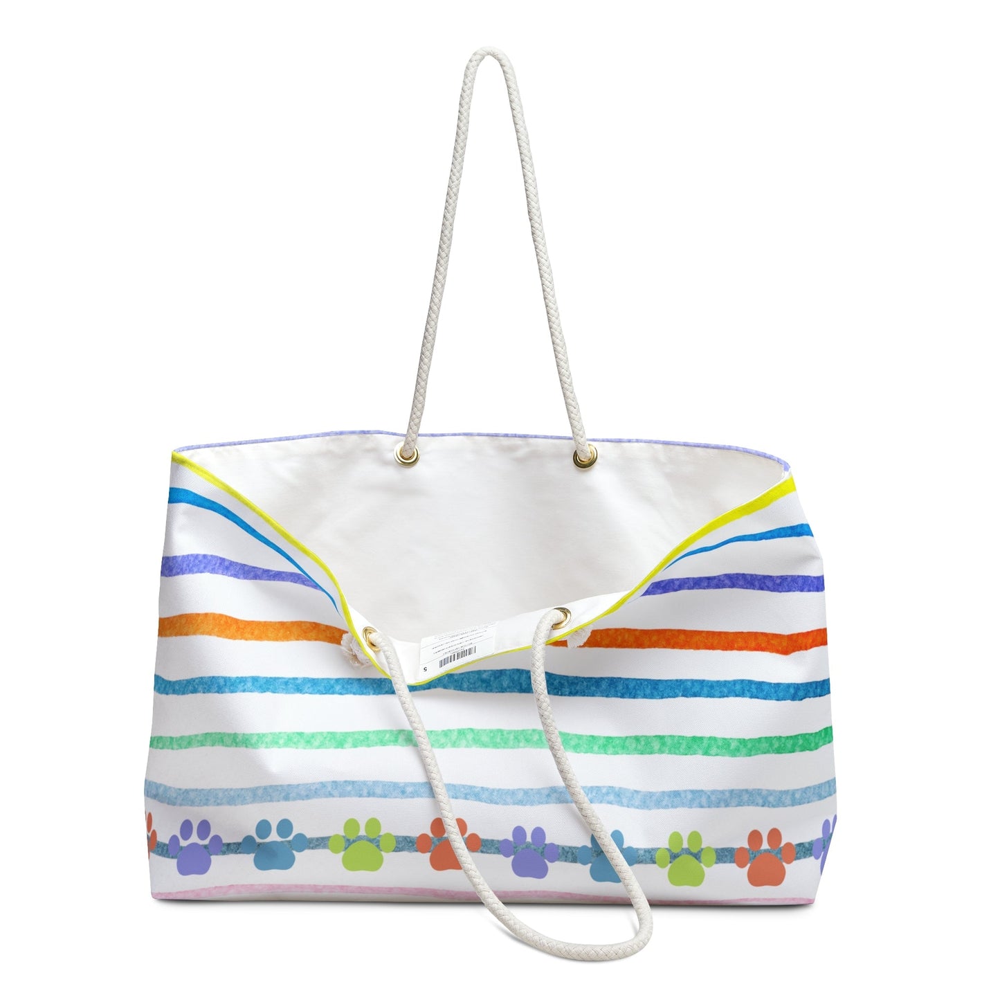 Rainbow Paw Print Weekender Tote – Colorful Cat & Dog Lover Travel Bag