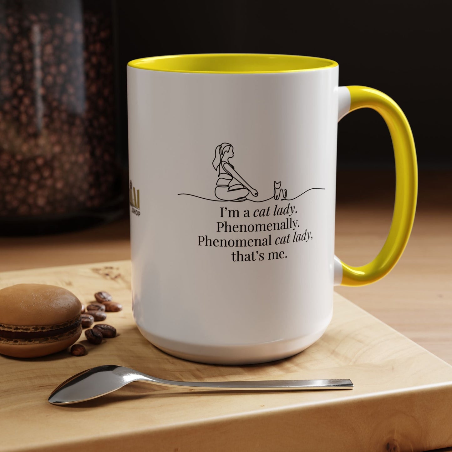 Phenomenal Cat Lady Accent Coffee Mug - Perfect for Cat Lovers