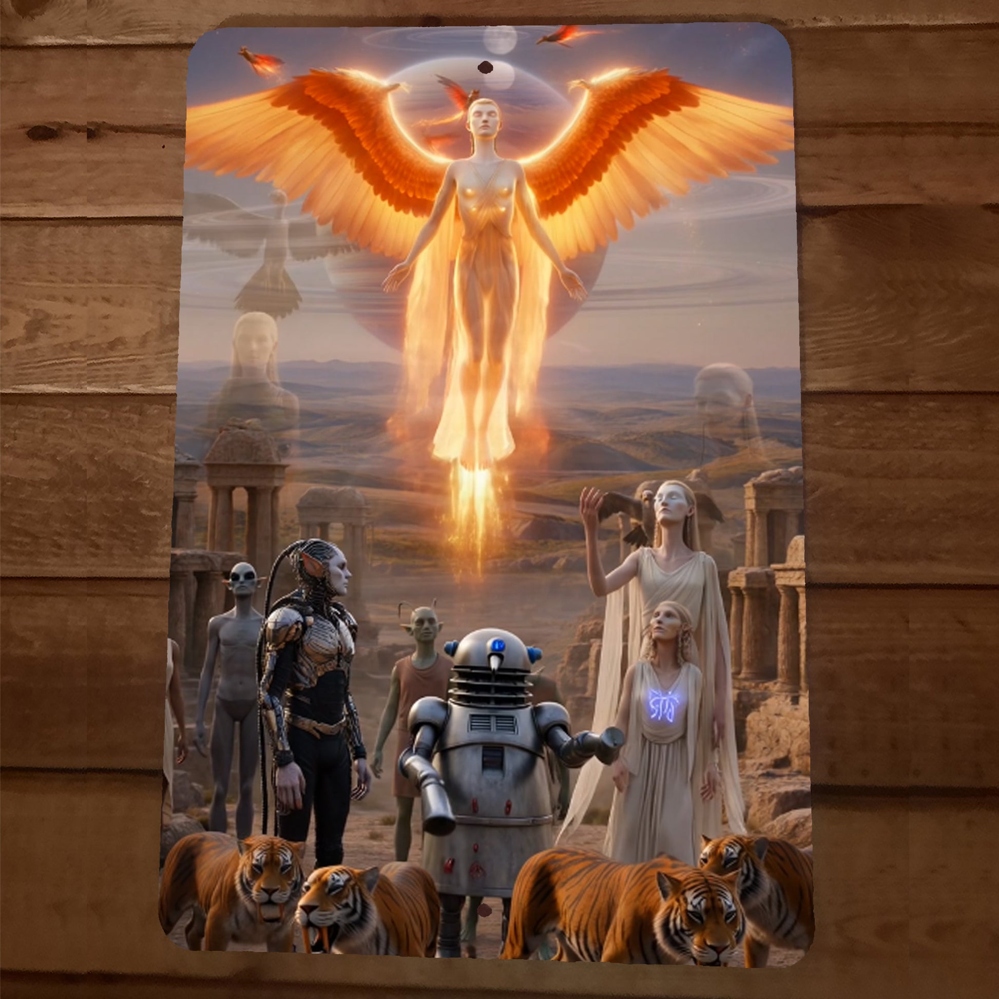 5th Dimension Phoenix Tigers and Aliens Artwork 8x12 Metal Wall Sign