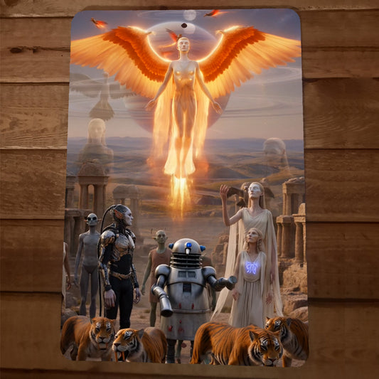 5th Dimension Phoenix Tigers and Aliens Artwork 8x12 Metal Wall Sign