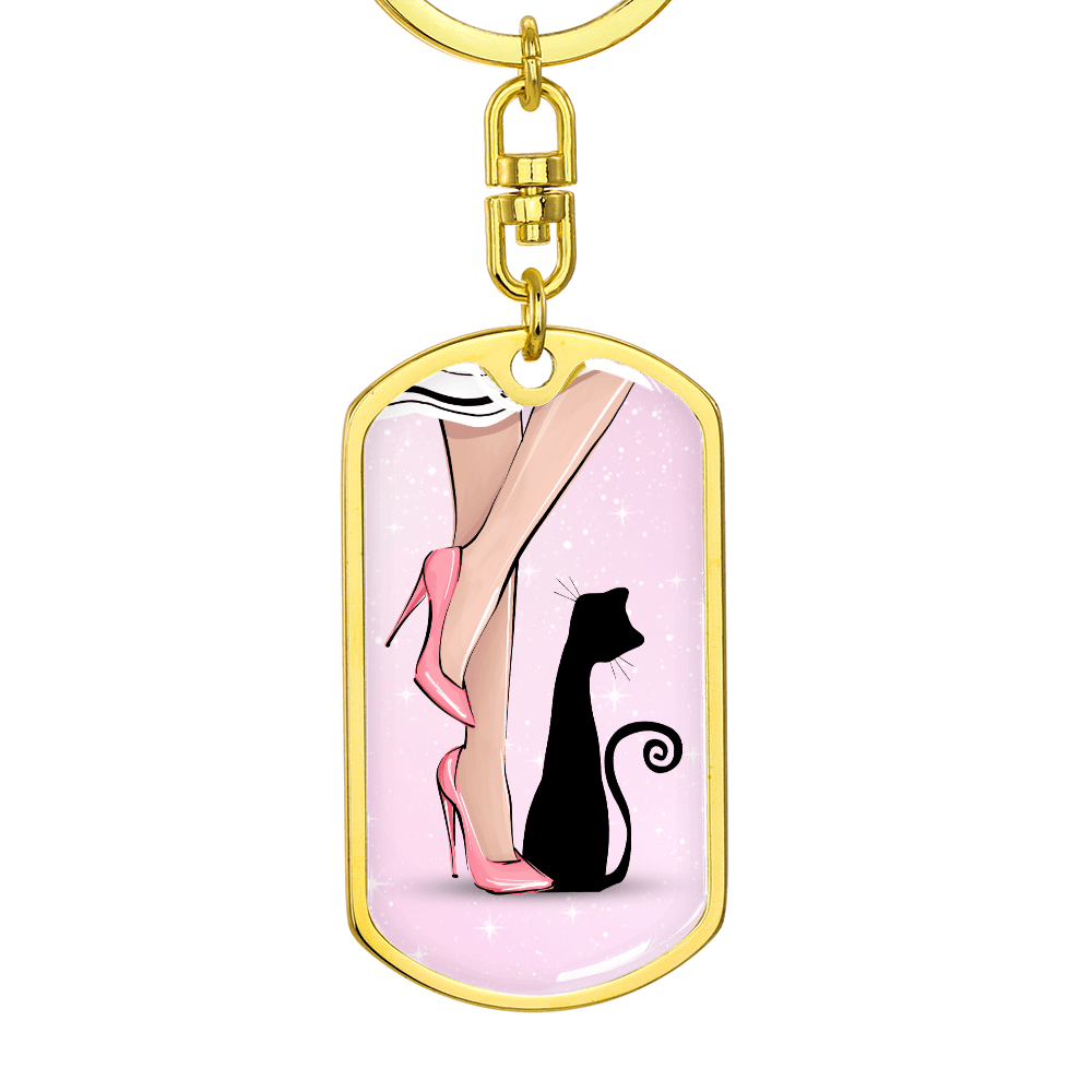Pink Cat Lady Legs Keychain